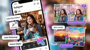 Ilustrasi edit poto berbasis ai menggunakan fitur instagram terbaru. (Sumber Foto: Google Gemini/AI)