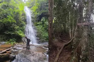 Curug Sabuk, salah satu air terjun yang ada di hutang Gunung Kareumbi, Sumedang, Jawa Barat (Sumber : Gmaps)