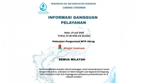Poster digital terkait informasi gangguan pelayanan dari Perumdam TJM Kabupaten Sukabumi Cabang Cikembar. (Sumber Foto: Istimewa)