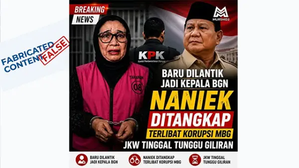 Kepala BGN Nanik S Deyang ditankap karena korupsi MBG, benarkah? (Sumber : Facebook).