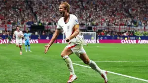 Selebrasi Harry Kane saat mencetak gol ke gawang Kongo di 32 Besar Piala Dunia 2026 (Sumber: web/espn.com)