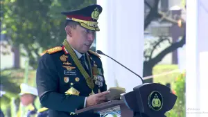 Kapolri Jenderal Listyo Sigit Prabowo, saat sambutan di peringatan Hari Bhayangkara ke-80 di, Rabu (1/7/2026). | Foto : Youtube Humas Korp Brimob Polri