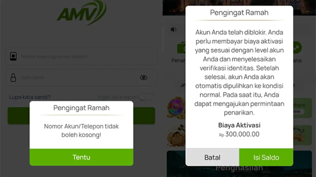 Aplikasi AMV milik warga yang di blokir.
