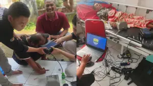 Petugas Disdukcapil Kabupaten Sukabumi saat perekaman KTP-el untuk ODGJ (kiri) dan lansia sakit (kanan) | Foto : dok. disdukcapil