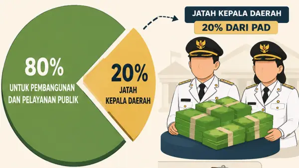 Ilustrasi pembagian 20 persen untuk kepala daerah dari PAD | Foto : chatgpt