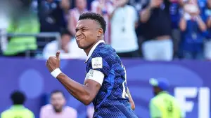 Selebrasi Kylian Mbappe setelah mencetak gol ke gawang Paraguay di 16 besar Piala Dunia 2026 (Sumber: Instagram/@433)