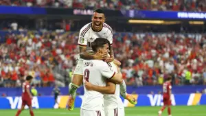 Selebrasi para pemain Spanyol setelah Mikel Merino jadi penentu kemenangan saat menghadapi Portugal di Piala Dunia 2026 (Sumber : web/reuteus.com)