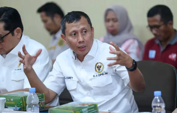 Anggota Komisi IV DPR RI, drh Slamet, saat Kunjungan Kerja Spesifik Komisi IV DPR RI di Balai Karantina Hewan, Ikan, dan Tumbuhan, Samarinda Utara, Kalimantan Timur, Jumat (3/7/2026). | Foto: Eno/Mahendra