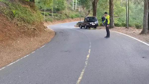 Polisi olah TKP kecelakaan maut L300 dan yamaha vixion di Simpenan Sukabumi (Sumber: dok satlantas)