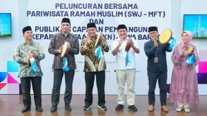 Wagub Jabar Erwan Setiawan saat peluncuran Smiling West Java-Muslim Friendly Tourism (SWJ-MFT) Award 2026. (Sumber Foto: Humas Jabar)