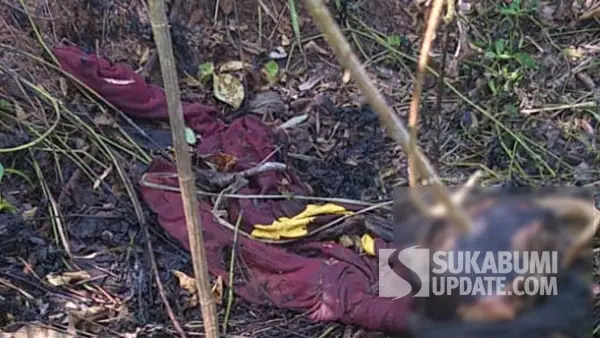 Jaket merah yang ditemukan di dekat kerangka manusia yang ditemukan di kebun jati Desa Sagaranten Sukabumi. (Sumber Foto: Istimewa)