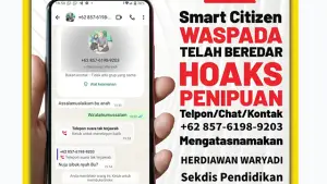 Nomor WhatsApp yang mengatasnamakan Sekertaris Dinas Pendidikan Kabupaten Sukabumi, Herdiawan Waryadi. (Sumber : Diskominfo).