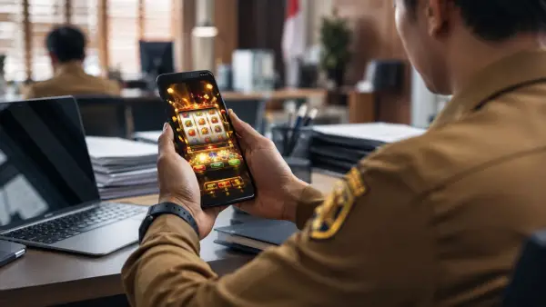 Ilustrasi ASN bermain judi online (judol). (Sumber Foto: AI)