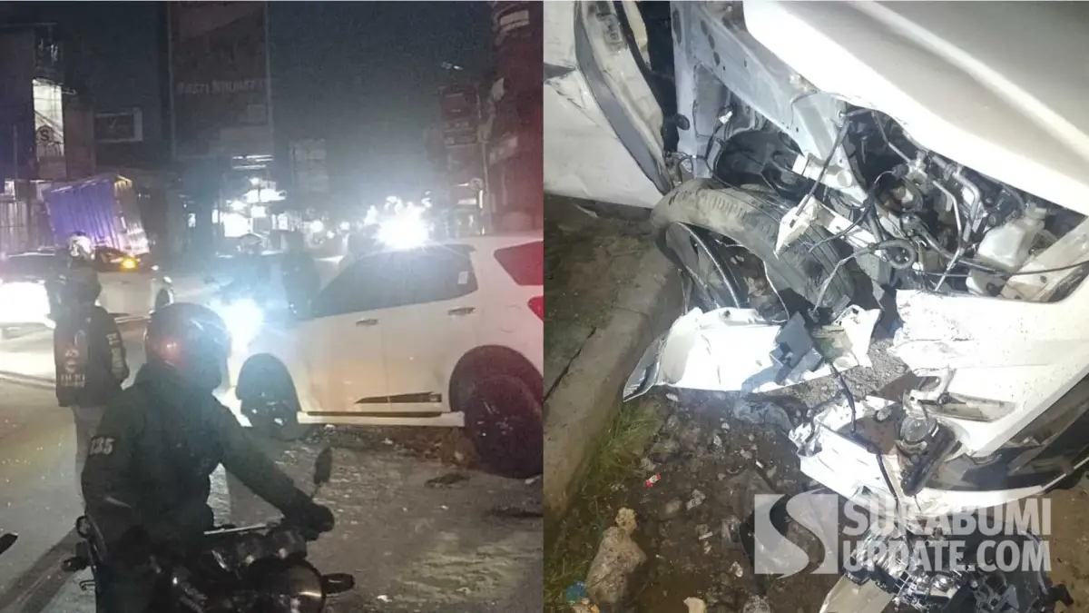Adu Banteng Toyota Raize dan Truk Boks di Cisaat Sukabumi, Mobil Berputar hingga Berbalik Arah
