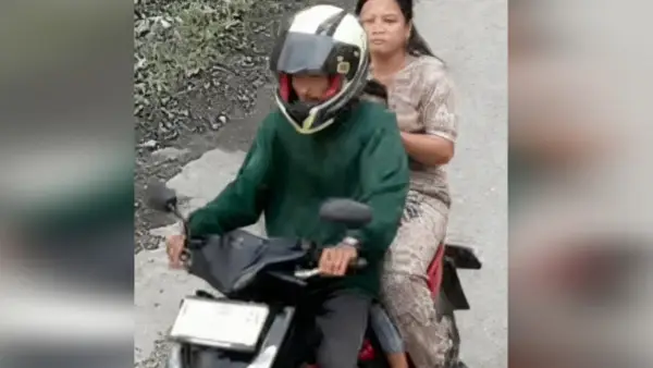Pelaku curanmor modus bonceng perempuan dan anak beraksi di Karamat Kota Sukabumi (Sumber: dok CCTV)