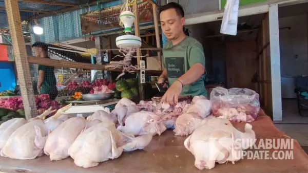 Pedagang daging ayam di PSM Palabuhanratu Sukabumi (Sumber: sukabumiupdate)