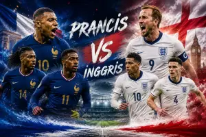 Ilustrasi - Sejarah pertemuan Timnas Prancis vs Inggris di kompetisi mayor. Pertemuan keduanya selalu berjalan menarik dengan teknik olah bola kelas Dunia (Sumber : AI chatGPT)