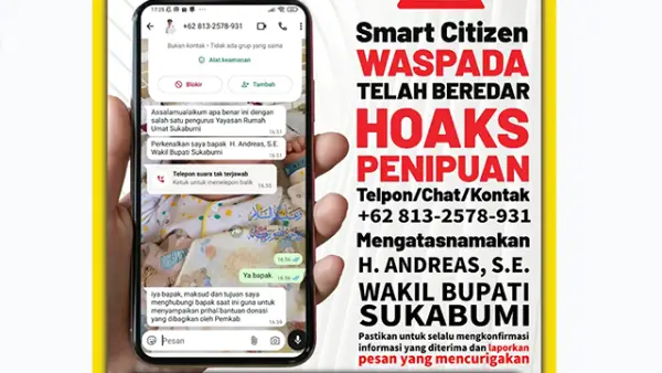 Nomor WhatsApp yang mengatasnamakan Wakil Bupati Sukabumi, Andreas. (Sumber : Diskominfo).