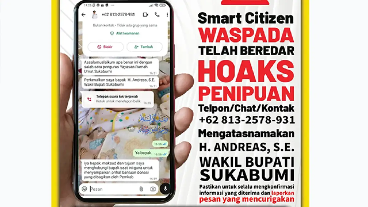 Hati-hati Nomor WA Penipu Klaim Sebagai Wakil Bupati Sukabumi Andreas