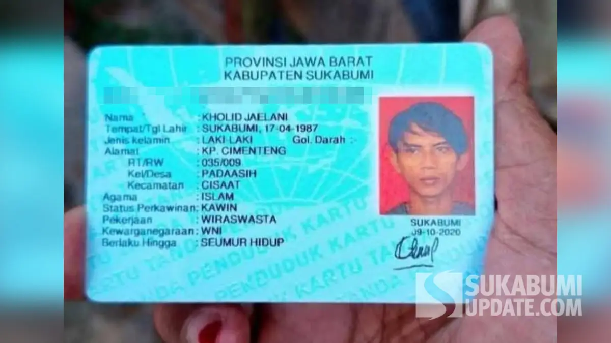 KTP warga Cisaat Kabupaten Sukabumi yang ditemukan di lokasi mayat pria di Panajam Paser Utara