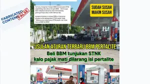 Cek fakta klaim isi bbm Pertalite kini wajib tunjukan STNK. (Sumber : Facebook).