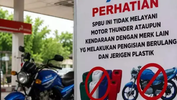 SPBU yang melarang suzuki thunder isi pertalite berulang (Sumber: dok warganet)