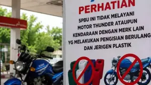 SPBU yang melarang suzuki thunder isi pertalite berulang (Sumber: dok warganet)