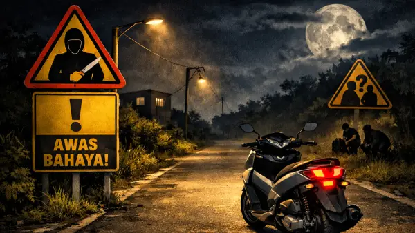 Ilustrasi AI. Laporan Begal di Sukabumi (Sumber: copilot)