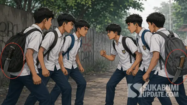 Ilustrasi pelajar SMP asal Surade dan Palabuhanratu yang janjian tawuran | Foto : chatgpt/sukabumiupdate
