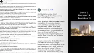 Unggahan narasi yang mengklaim Paus Fransiskus dan Imam Besar Al-Azhar Sepakati Satu Agama Dunia (Sumber : Istimewa.)