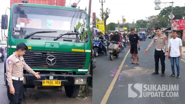 Truk kontainer yang terlibat kecelakaan maut di Parungkuda Sukabumi, Kamis (23/7/2026). (Sumber Foto: Dok. Satlantas Polres Sukabumi)