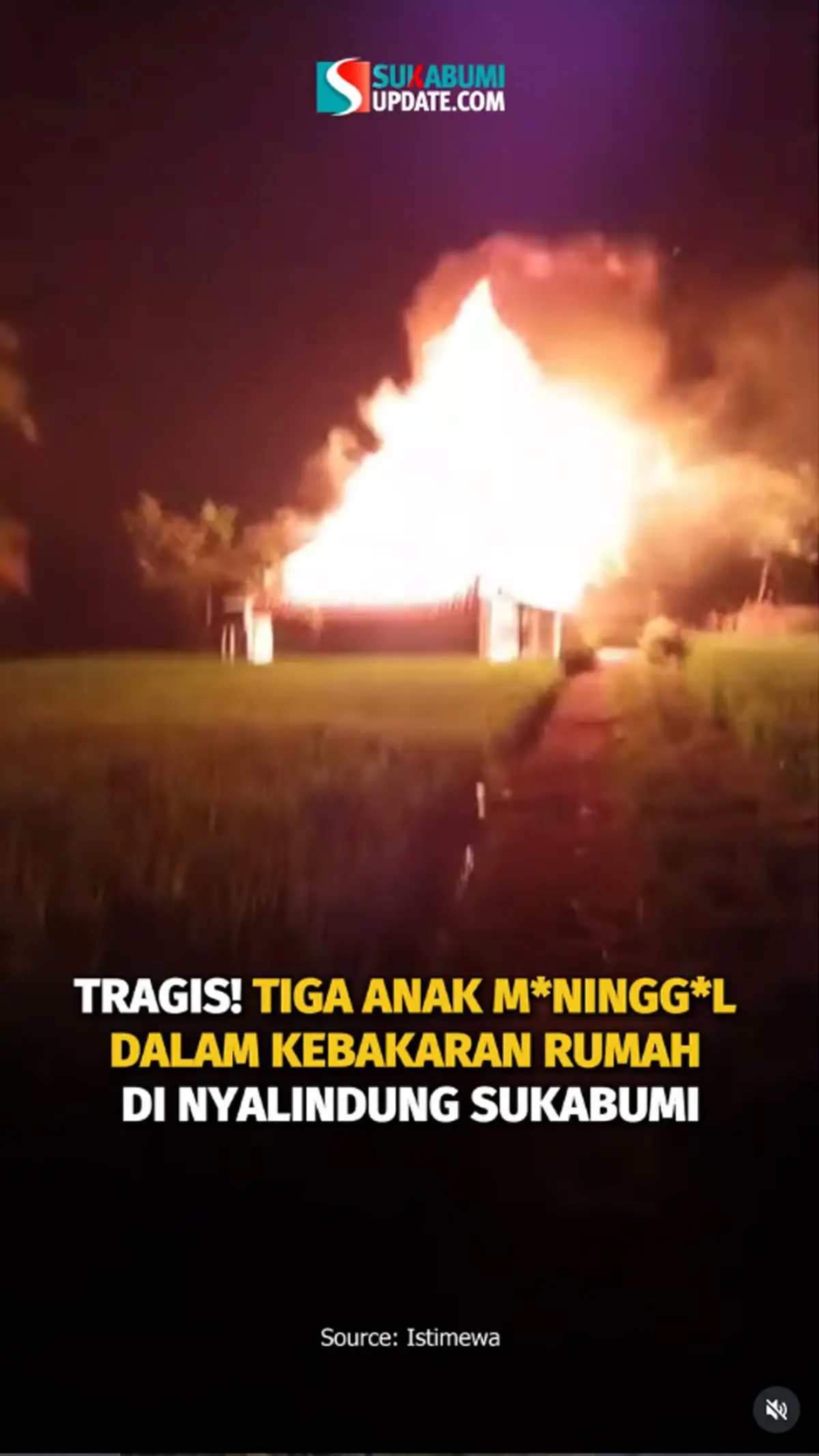 Kebakaran di Nyalindung Sukabumi, Kades: Tiga Anak Tak Selamat Terjebak Api