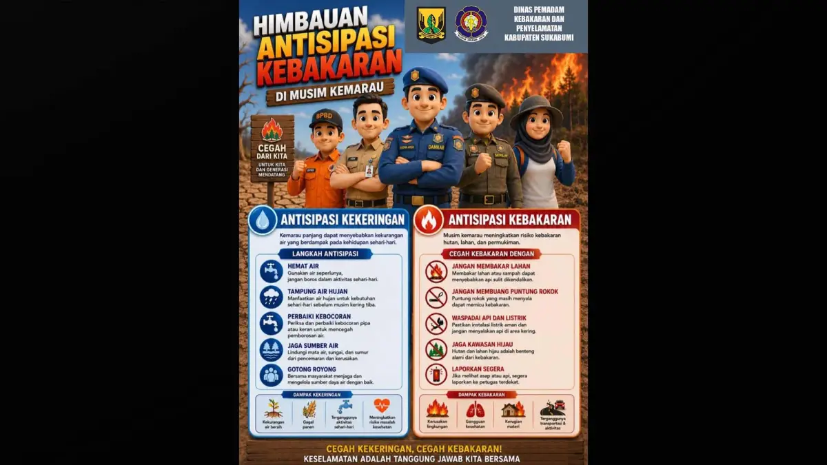 Himbauan antisipasi kebakaran di musim kemarau dari DPKP Kabupaten Sukabumi.