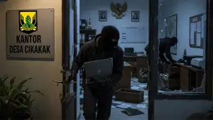 Ilustrasi - Pintu Dirusak, Kantor Desa Cikakak Dibobol Maling, Kerugian Ditaksir Rp80 Juta (Sumber : AI/ChatGPT).