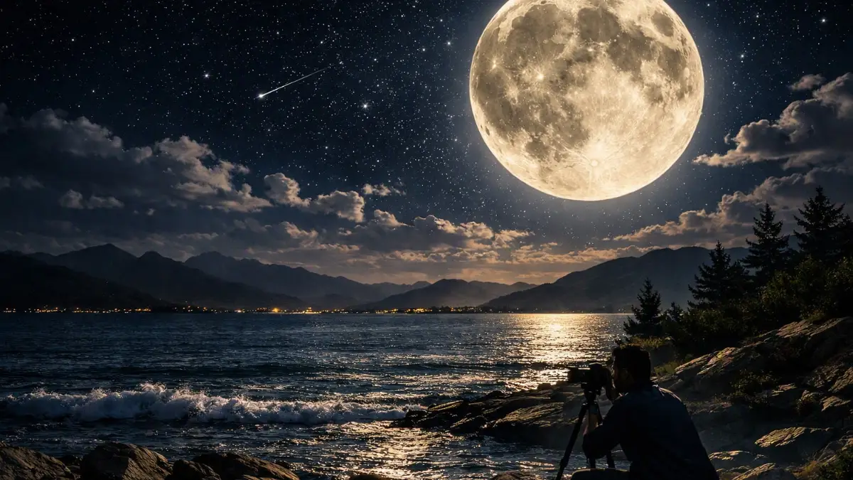Menatap Langit Malam Ini: Bulan Purnama Dihiasi Hujan Meteor
