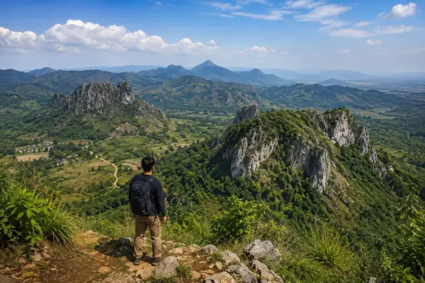 Ilustrasi - Gunung Dipati Ukur menjadi salah satu destinasi trekking ringan yang ada di Bandung Barat (Sumber : AI chatGPT)