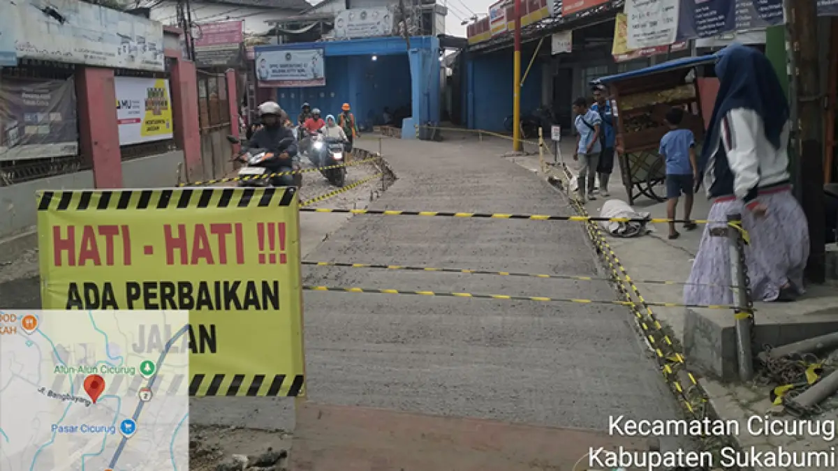 Jalan Bangbayang Cicurug-Cidahu Direkonstruksi DPU Sukabumi: 187 Meter Dibeton, 55 Meter Diaspal