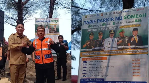 Petugas parkir diberi seragam khusus di 13 titik wisata pantai di Kabupaten Sukabumi | Foto : SU/dokpim