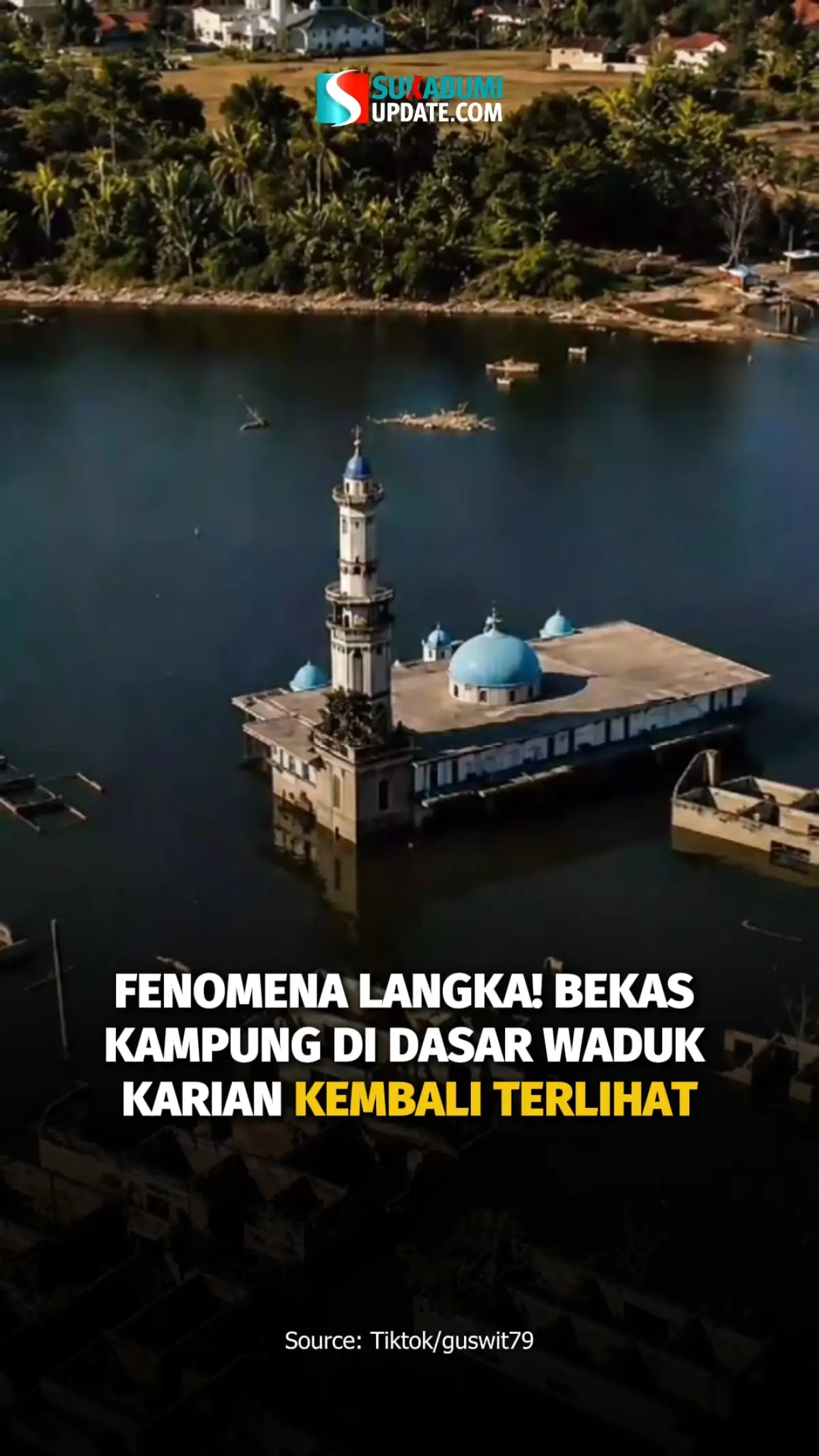 Fenomena Langka! Bekas Kampung di Dasar Waduk Karian Kembali Terlihat