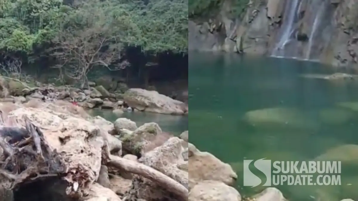 Kondisi curug cikaso Sukabumi mengering akibat kemarau