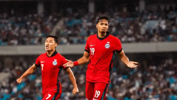 Selebrasi Ilhan Fandi saat mencetak gol untuk Singapura di Piala Presiden 2026 (Sumber: Instagram/@ilhanfa)