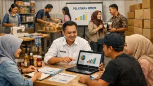 Ilustrasi AI. Program pelatihan DKUKM Kabupaten Sukabumi untuk pelaku UMKM (Sumber: copilot)