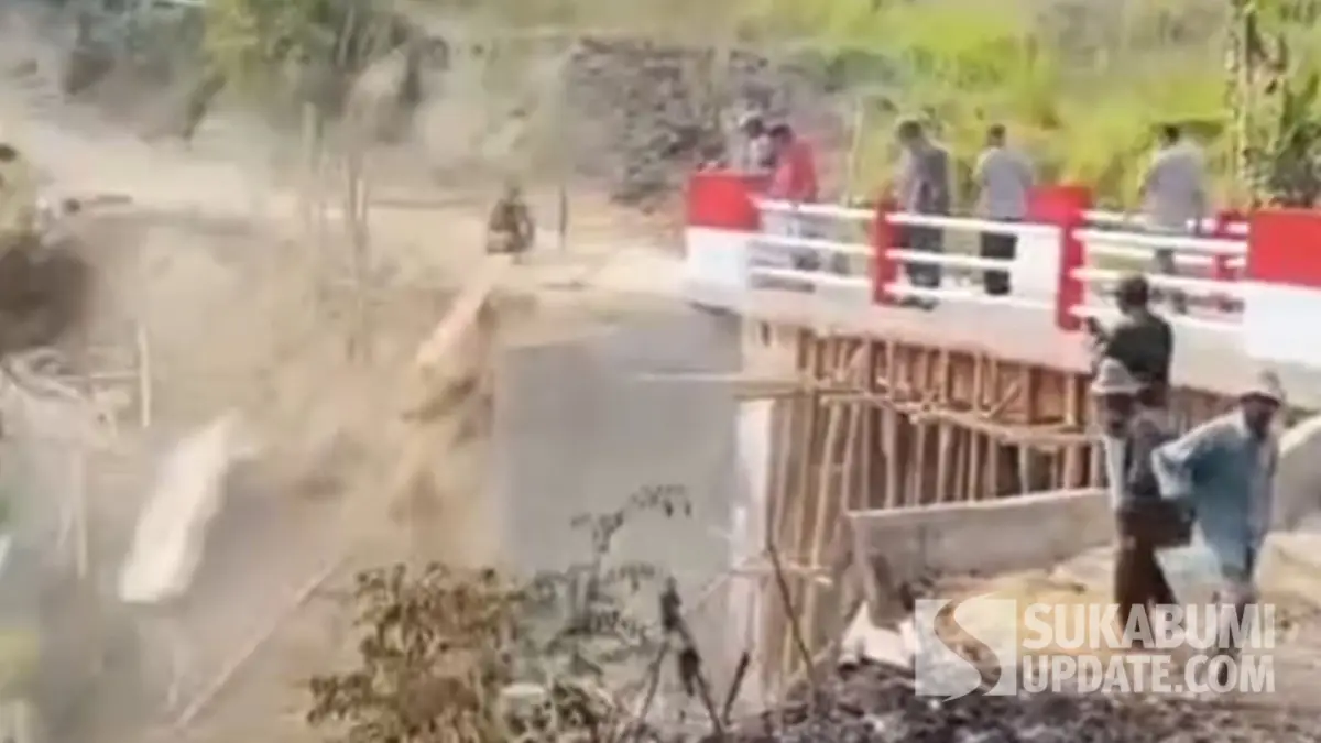 Tanah Labil, TPT Proyek Jembatan Cikalomeran Warungkiara Sukabumi Ambruk Saat Pengurugan