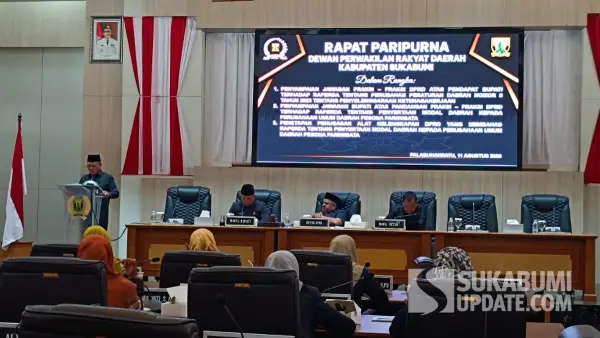 Rapat paripurna lanjutan Dewan Perwakilan Rakyat Daerah (DPRD) Kabupaten Sukabumi bersama Pemerintah Kabupaten Sukabumi, Selasa 11 Agustus 2026 (Sumber: sukabumiupdate)