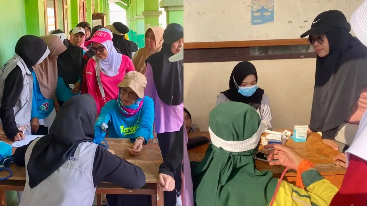 Cek kesehatan yang digelar Mahasiswa KKN PCM Jampantengah UMMI.
