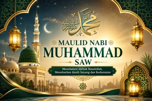 Contoh poster Maulid Nabi Muhammad SAW (Sumber : AI chatGPT)