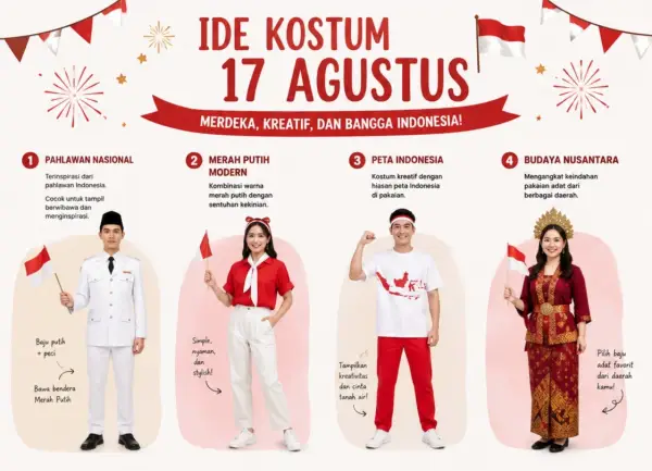 7 Ide Kostum 17 Agustus yang Unik dan Menarik, dari Pahlawan hingga Merah Putih (Sumber : Chatgpt AI)