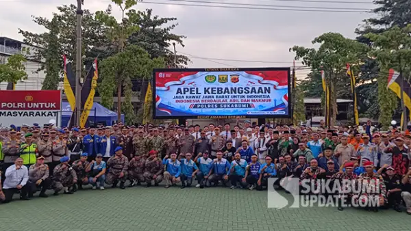 Apel Kebangsaan bertajuk “Jaga Rawat Jawa Barat untuk Indonesia, Indonesia Berdaulat, Adil dan Makmur” yang digelar di Mapolres Sukabumi, Jumat (14/8/2026). (Sumber : SU/Ilyas)