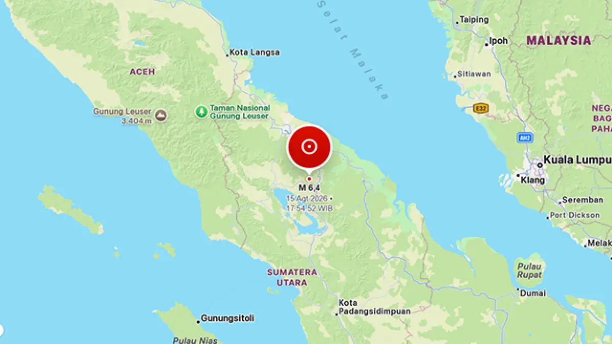 Gempa Tektonik M6,4 Guncang Simalungun Sumut, Dipicu Aktivitas Subduksi Lempeng