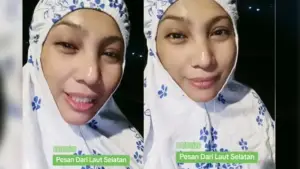 Tangkapan layar video viral pesan bencana dari Laut Selatan Pantai Palabuhanratu, Sukabumi. (Sumber: Istimewa)